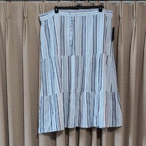 NWT Women's Size 3X Stitch Star Tiered Striped Skirt W/ Drawstring Elastic Waist